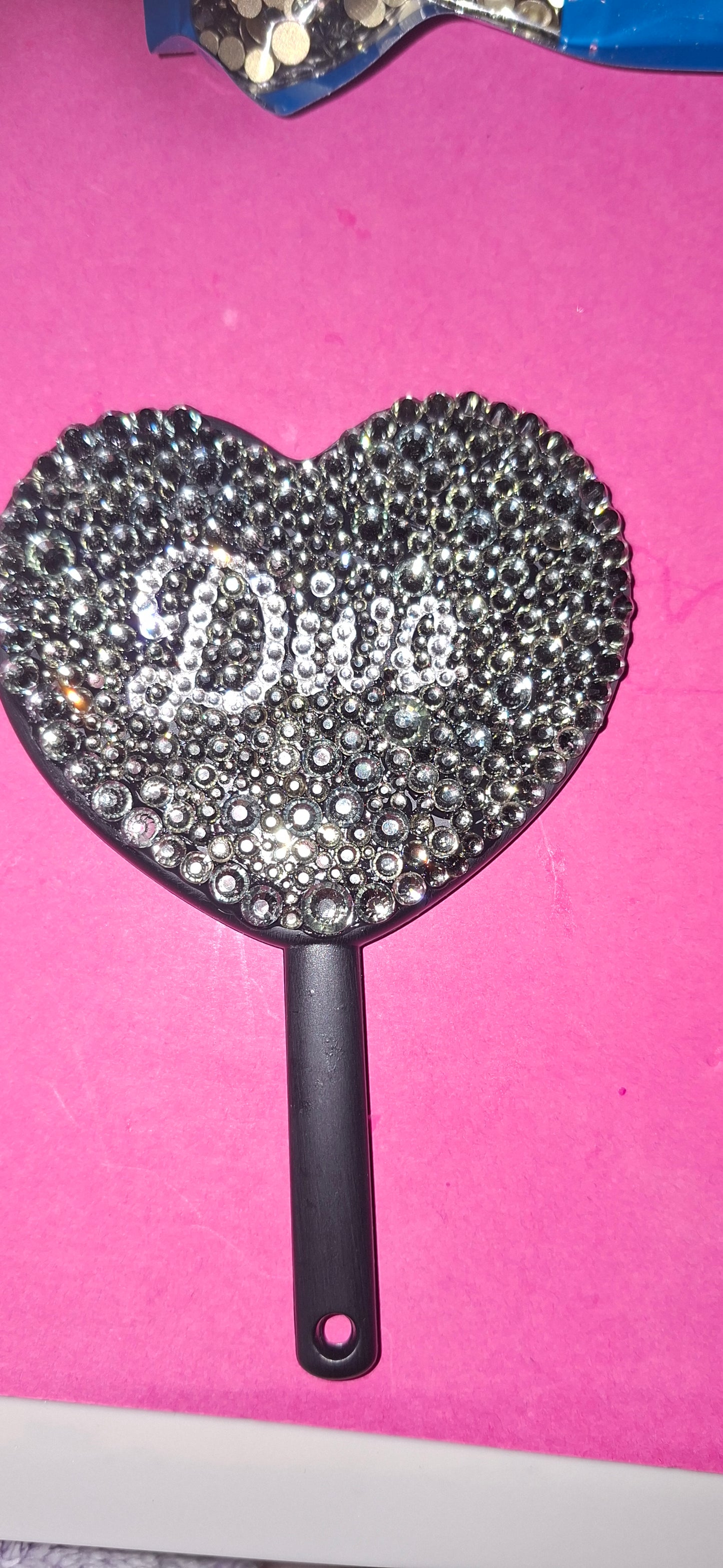 Rhinestone diva heart mirror